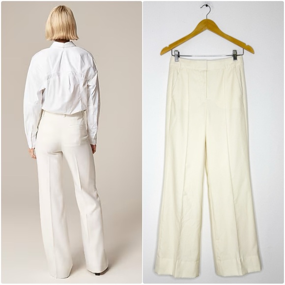 J.Crew Collection Wide-Leg Tuxedo Pants in Italian Wool Size 0 Ivory White BD286 - Picture 1 of 8